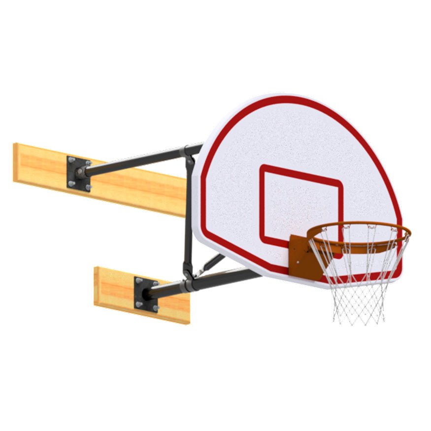 Jaypro Sports Basketball Backstop - Wall - Mounted - Shooting Station - 3 - Point Fan Backboard - 2 ft. - 3.5 ft. Wall Offset (N236FB) - SchoolOutlet