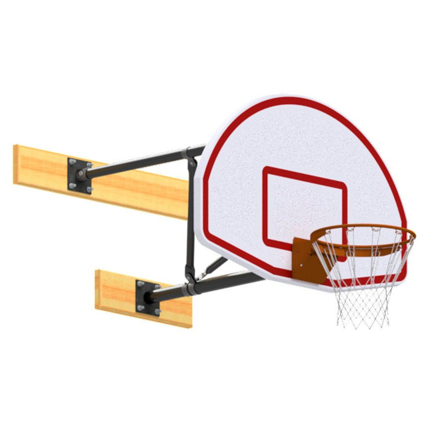 Jaypro Sports Basketball Backstop - Wall - Mounted - Shooting Station - 3 - Point Fan Backboard - 2 ft. - 3.5 ft. Wall Offset (N236FB) - SchoolOutlet