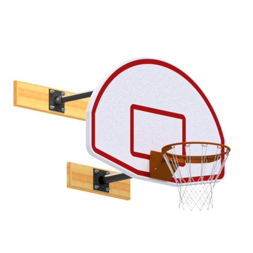 Jaypro Sports Basketball Backstop - Wall - Mounted - Shooting Station - 3 - Point Fan Backboard - 6 in. - 2 ft. Wall Offset (N2FB) - SchoolOutlet