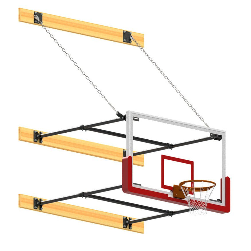 Jaypro Sports Basketball Backstop - Wall - Mounted - Shooting Station - Stationary Glass Backboard - System, 4 ft. - 6 ft. Wall Offset (N46GB) - SchoolOutlet