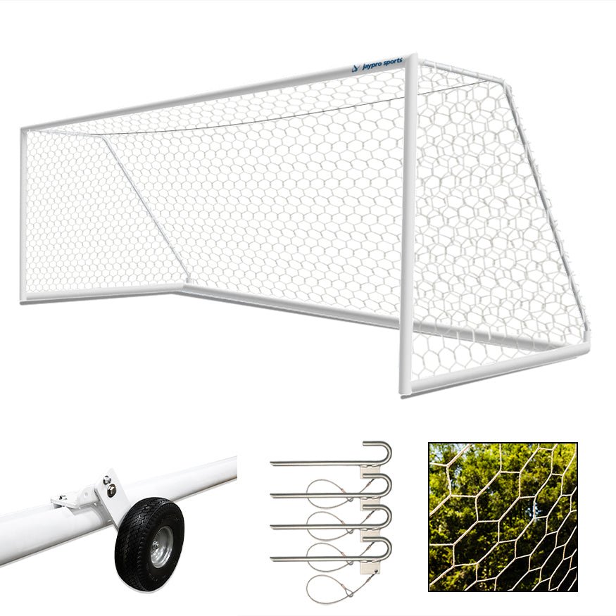 Jaypro Sports Nova Prime Soccer Goal - Official Portable Match Goal Pair Package (Set of 2) 8'H x 24'W x 4'B x 9.5'D (JPS-NOVA-500PKG) - SchoolOutlet