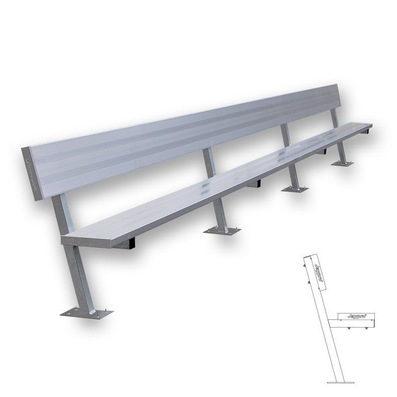Jaypro Sports Outdoor Player Benches - Player Bench with Seat Back - Surface Mount - 21' (PB - 10SM) - SchoolOutlet