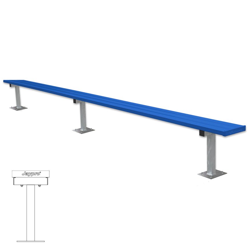 Jaypro Sports Outdoor Player Benches - Surface Mount - Aluminum Team Bench - 15', Powder Coated (PB - 15SMPC) - SchoolOutlet