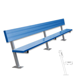 Jaypro Sports Outdoor Player Benches - Surface Mount - Aluminum Team Bench with Seat Back - 15', Powder Coated (PB-20SMPC)