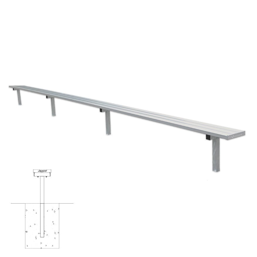 Jaypro Sports Outdoor Player Benches - In Ground - Aluminum Team Bench - 21' (PB - 5PI) - SchoolOutlet