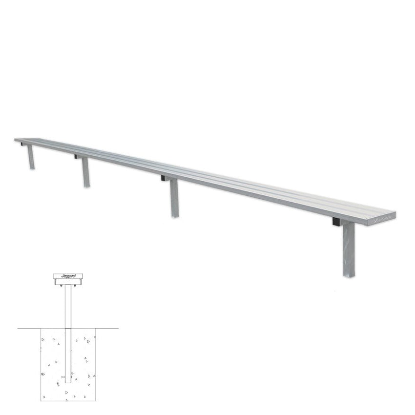 Jaypro Sports Outdoor Player Benches - In Ground - Aluminum Team Bench - 21' (PB - 5PI) - SchoolOutlet