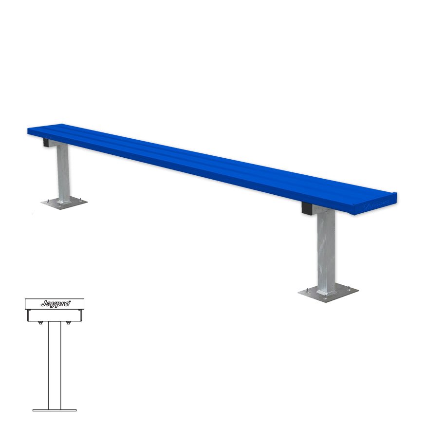 Jaypro Sports Outdoor Player Benches - Surface Mount - Aluminum Team Bench - 7.5', Powder Coated (PB - 75SMPC) - SchoolOutlet