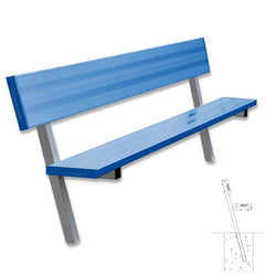 Jaypro Sports Outdoor Player Benches - In Ground - Aluminum Team Bench with Seat Back- 7.5', Powder Coated (PB-80PIPC)