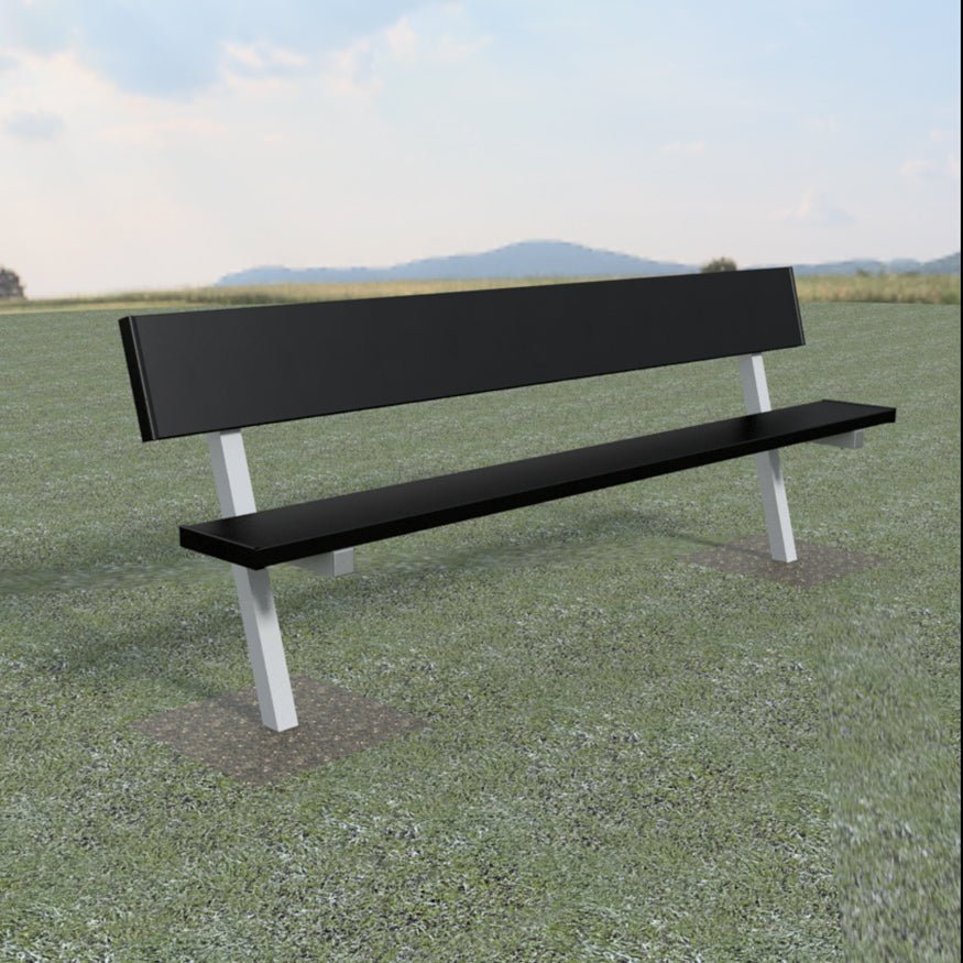Jaypro Sports Outdoor Player Benches - In Ground - Aluminum Team Bench with Seat Back - 7.5', Powder Coated (PB - 80PIPC) - SchoolOutlet