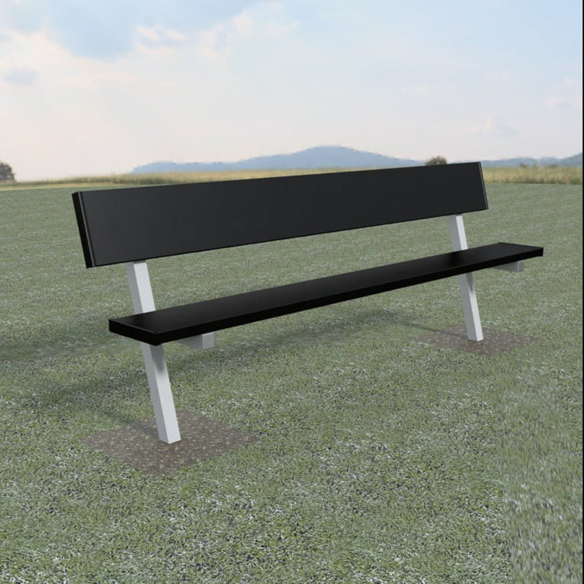 Jaypro Sports Outdoor Player Benches - In Ground - Aluminum Team Bench with Seat Back - 7.5', Powder Coated (PB - 80PIPC) - SchoolOutlet