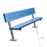 Jaypro Sports Outdoor Player Benches - Surface Mount - Aluminum Team Bench with Seat Back - 7.5', Powder Coated (PB - 80SMPC) - SchoolOutlet