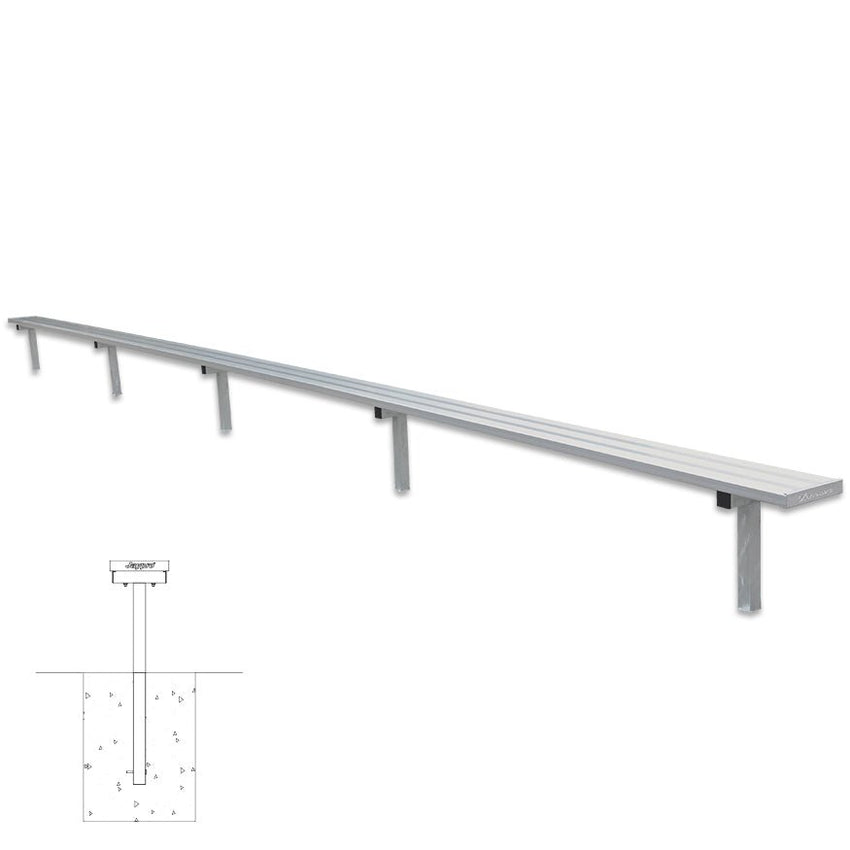 Jaypro Sports Outdoor Player Benches - In Ground - Aluminum Team Bench - 27' (PB - 95PI) - SchoolOutlet