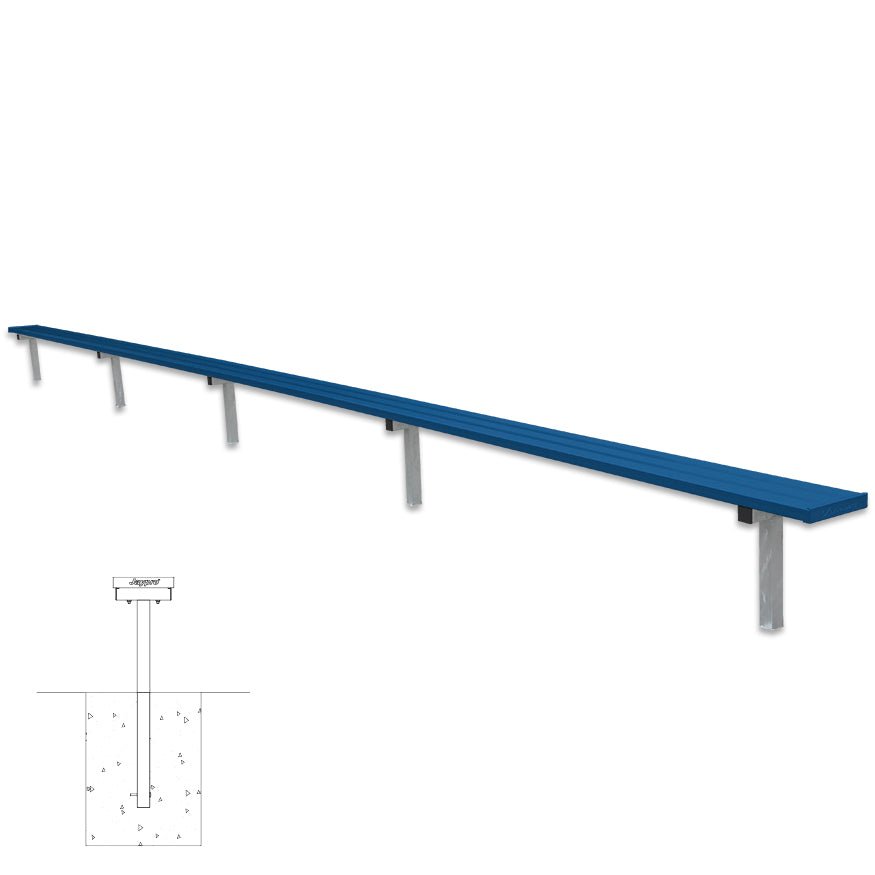 Jaypro Sports Outdoor Player Benches - In Ground - Aluminum Team Bench - 27', Powder Coated (PB - 90PIPC) - SchoolOutlet