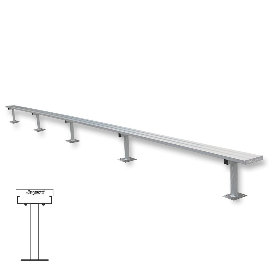 Jaypro Sports Outdoor Player Benches - Surface Mount - Aluminum Team Bench - 27' (PB - 95SM) - SchoolOutlet