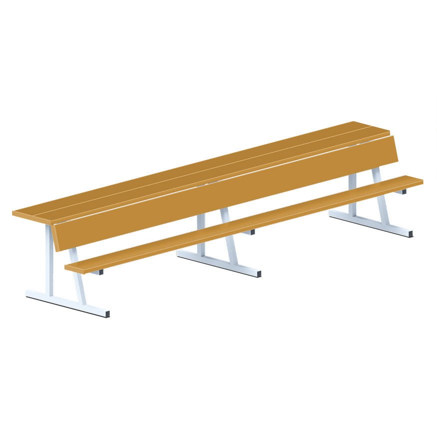 Jaypro Sports Outdoor Player Benches - Portable - Player Bench with Seat Back and Shelf - 15', Powder Coated (PBS - 20PC) - SchoolOutlet