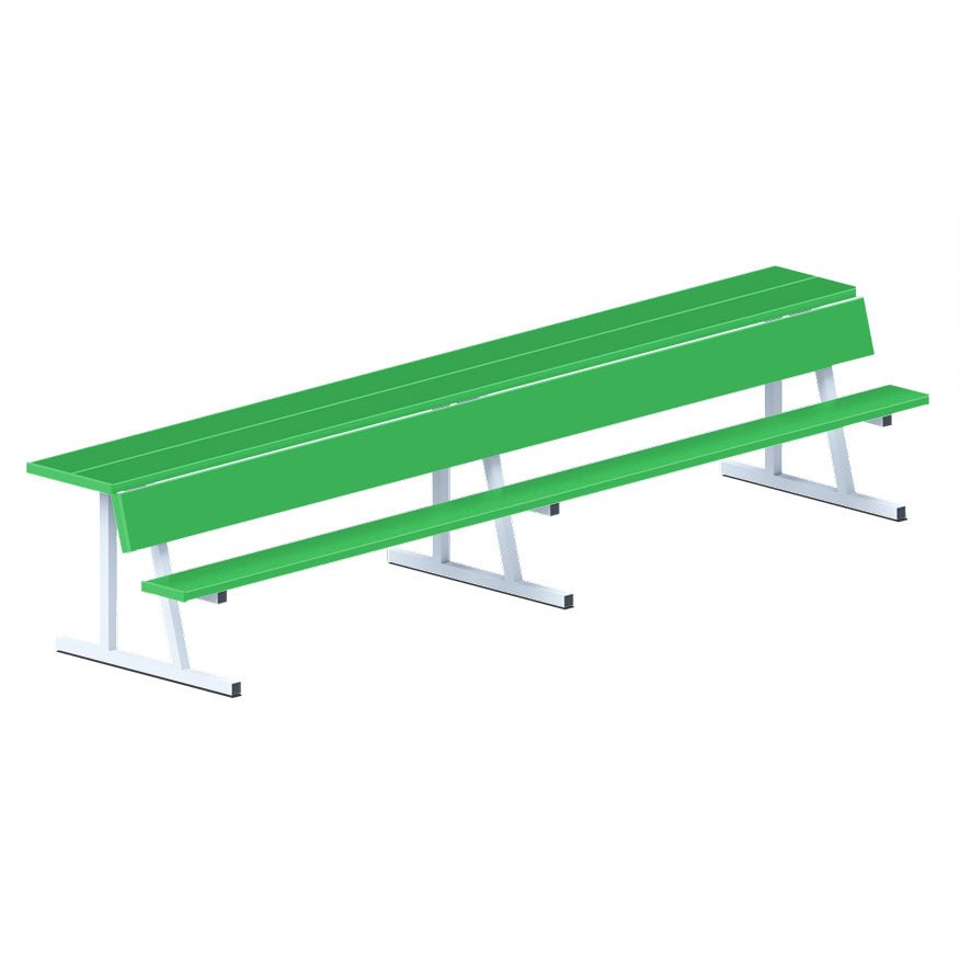 Jaypro Sports Outdoor Player Benches - Portable - Player Bench with Seat Back and Shelf - 15', Powder Coated (PBS - 20PC) - SchoolOutlet