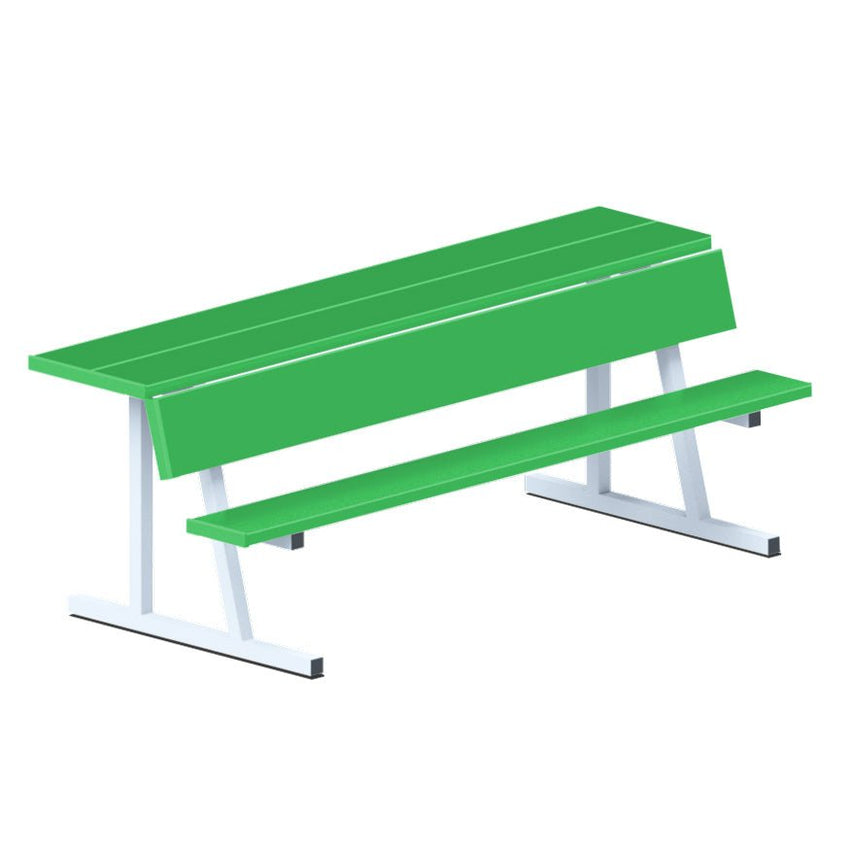 Jaypro Sports Outdoor Player Benches - Portable - Player Bench with Seat Back and Shelf - 7.5', Powder Coated (PBS - 80PC) - SchoolOutlet