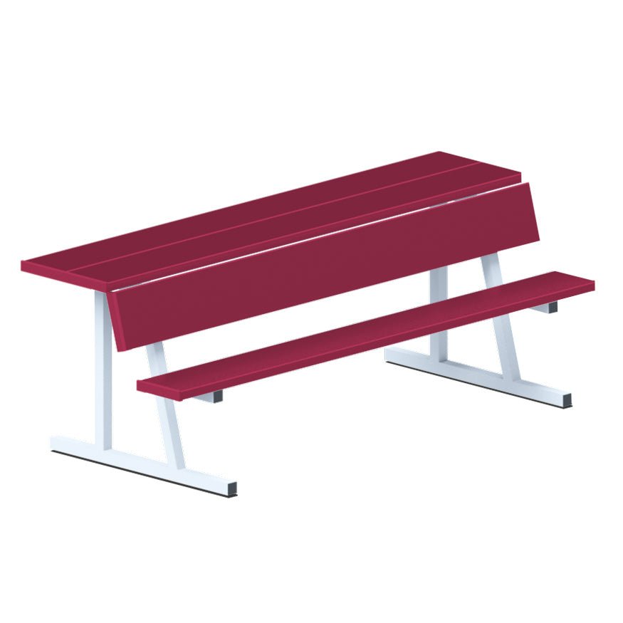 Jaypro Sports Outdoor Player Benches - Portable - Player Bench with Seat Back and Shelf - 7.5', Powder Coated (PBS - 80PC) - SchoolOutlet