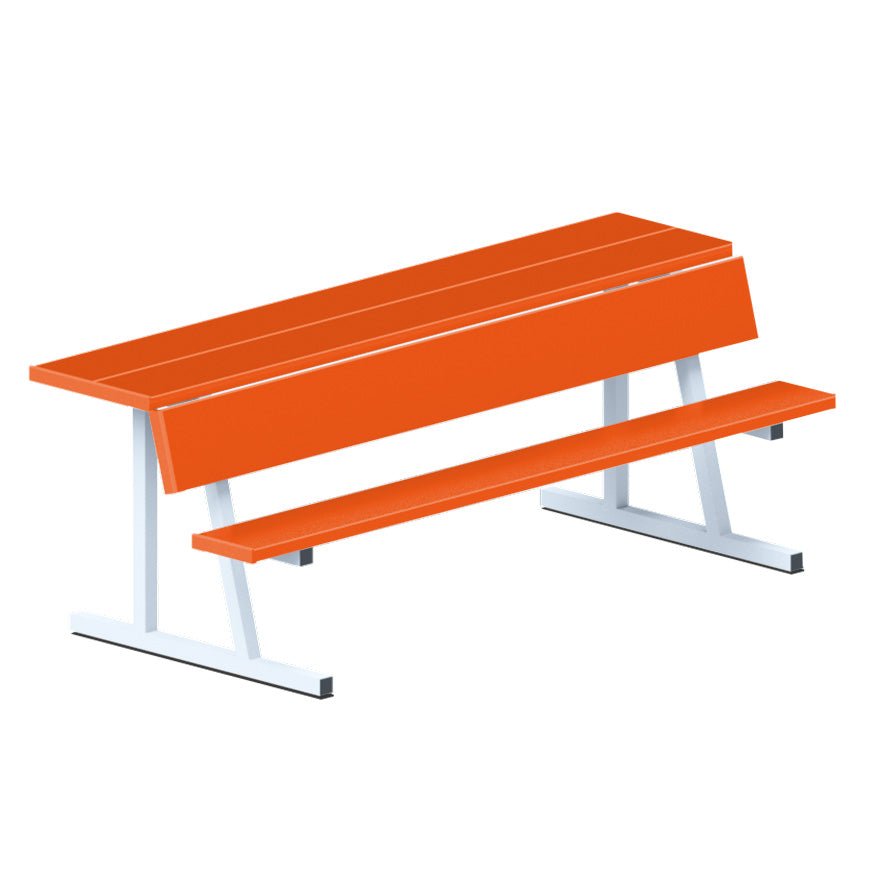 Jaypro Sports Outdoor Player Benches - Portable - Player Bench with Seat Back and Shelf - 7.5', Powder Coated (PBS - 80PC) - SchoolOutlet