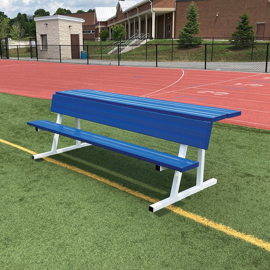 Jaypro Sports Outdoor Player Benches - Portable - Player Bench with Seat Back and Shelf - 7.5', Powder Coated (PBS - 80PC) - SchoolOutlet