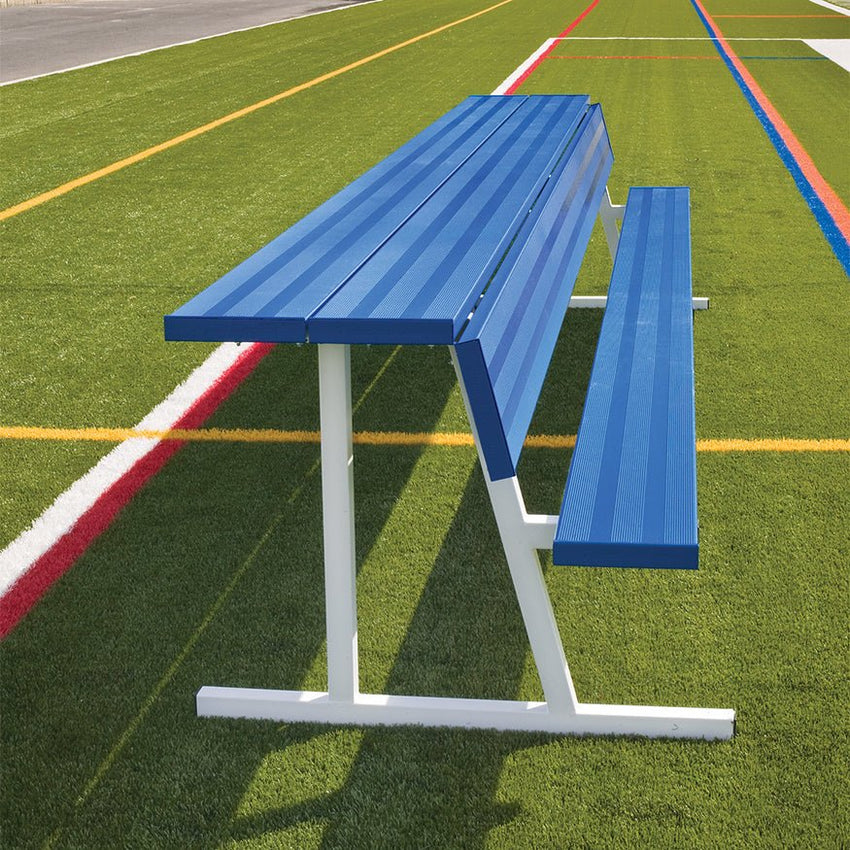 Jaypro Sports Outdoor Player Benches - Portable - Player Bench with Seat Back and Shelf - 7.5', Powder Coated (PBS - 80PC) - SchoolOutlet