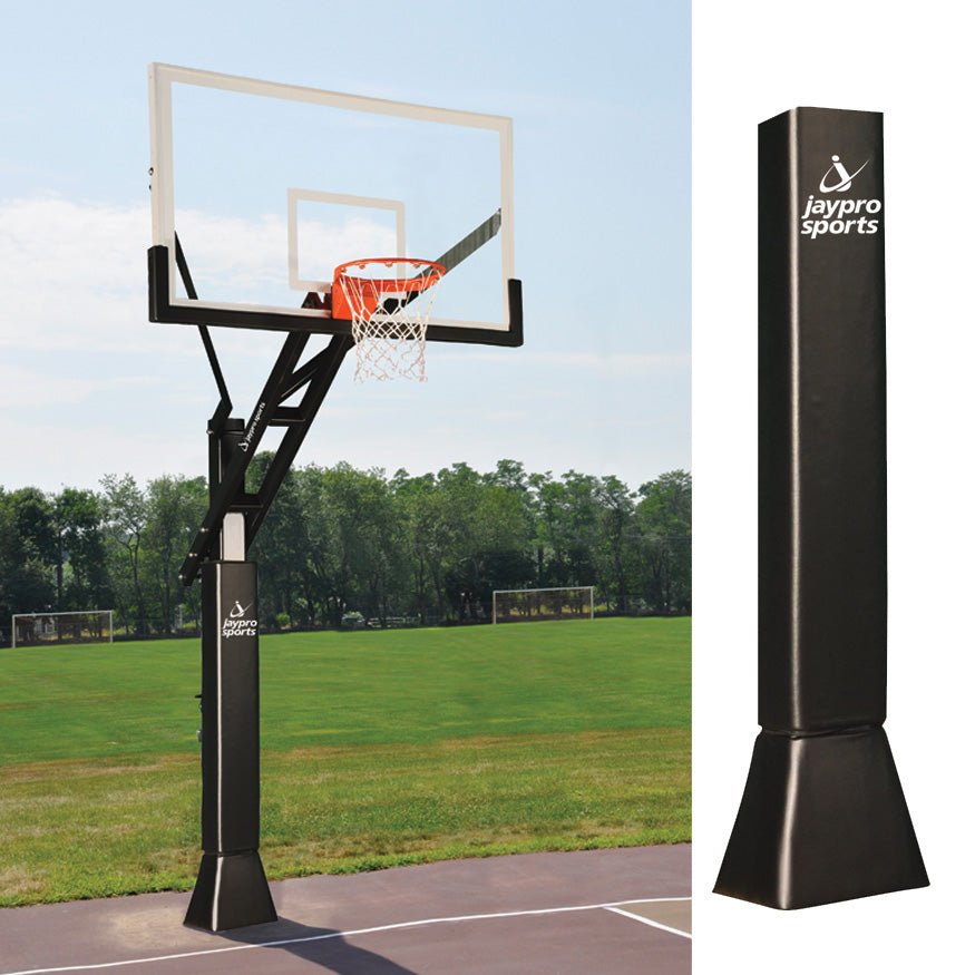 Jaypro Sports Safety Padding - Outdoor Basketball Pole Replacement Padding - 6" x 6", Black w/Gusset (PP - 66) - SchoolOutlet