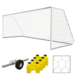 Jaypro Sports Soccer Goal- Classic Official Round Goal Deluxe Package - 8' H x 24' W x 4' B x 10' D, NFHS, NCAA, FIFA Compliant (SGP-400PKGDX)