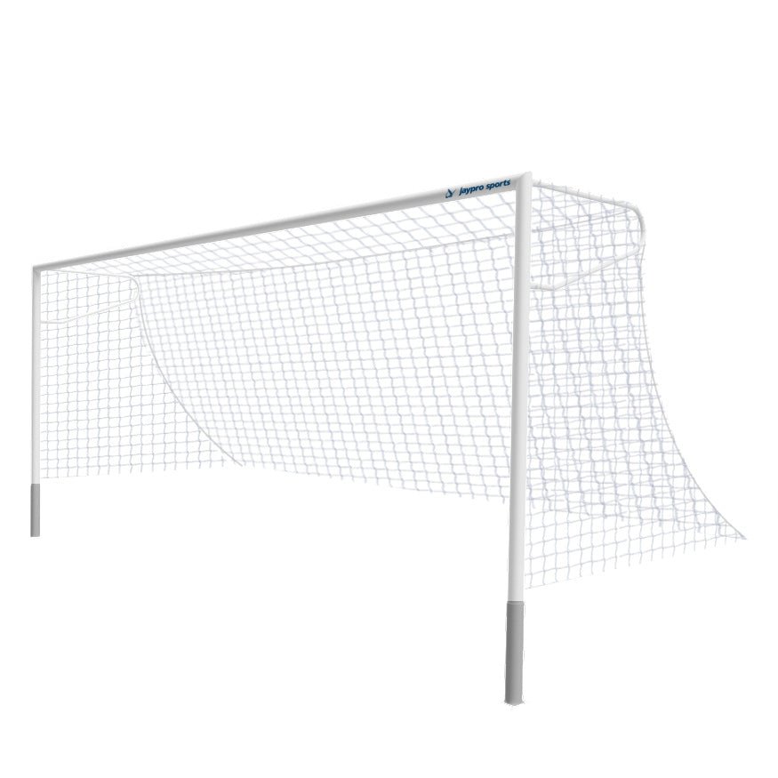 Jaypro Sports Soccer Goal - Classic Official Round Goal - Semi - Permanent with European Backstays - 8' H x 24' W x 4' B x 10' D - Set of - 2 (SGP - 440EB) - SchoolOutlet