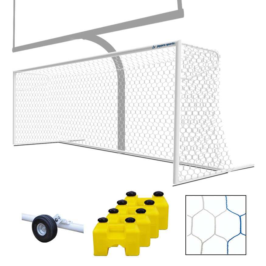 Jaypro Sports Soccer Goal - Nova Premier Adjustable Goal Package - 8' H x 24' W x 10' D x 4' B - Set of 2 (SGP - 600AXPKG) - SchoolOutlet