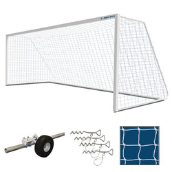 Jaypro Sports Soccer Goal- Classic Official Square Soccer Goal Package - Includes Two Official-size Soccer Goals, Nets, Four Auger Anchors and a Wheel Kit (SGP-760PKG)