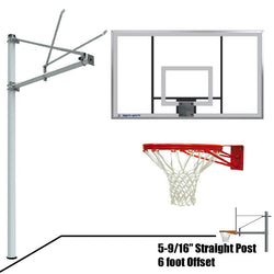 Jaypro Basketball System - Straight Post (5-9/16" Pole with 6 ft. Offset) - 72" Acrylic Backboard (SPA6-AC-XX)