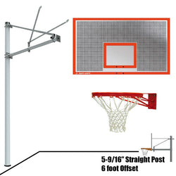 Jaypro Basketball System - Straight Post (5-9/16" Pole with 6 ft. Offset) - 72" Perforated Aluminum Backboard (SPA6-ALP-XX)