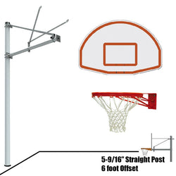 Jaypro Basketball System - Straight Post (5-9/16" Pole with 6 ft. Offset) - 54" Aluminum Fan Backboard (SPA6-FABT-XX)