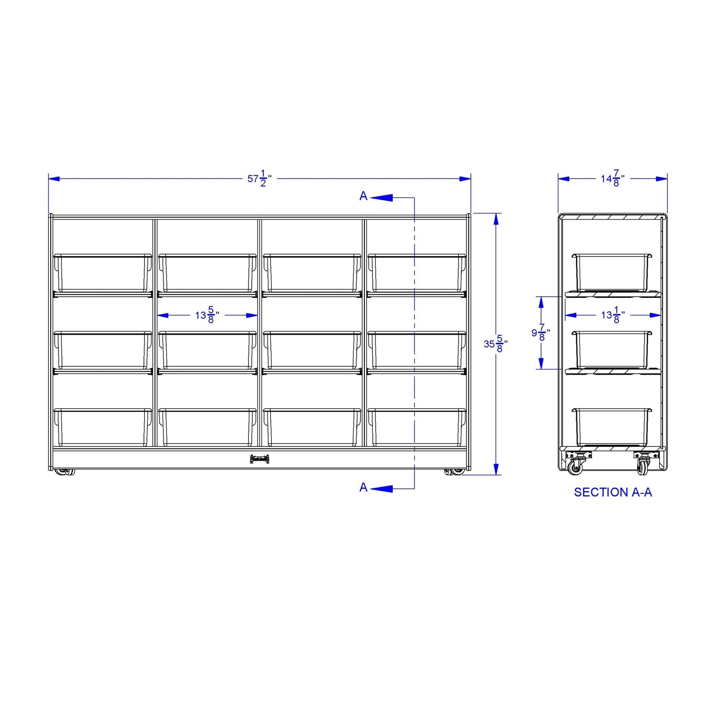 Jonti - Craft 12 Tub Large Mobile Storage Unit - with Colored Tubs - SchoolOutlet