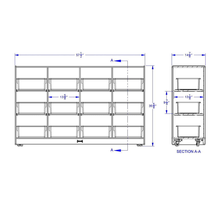 Jonti - Craft 12 Tub Large Mobile Storage Unit - with Colored Tubs - SchoolOutlet