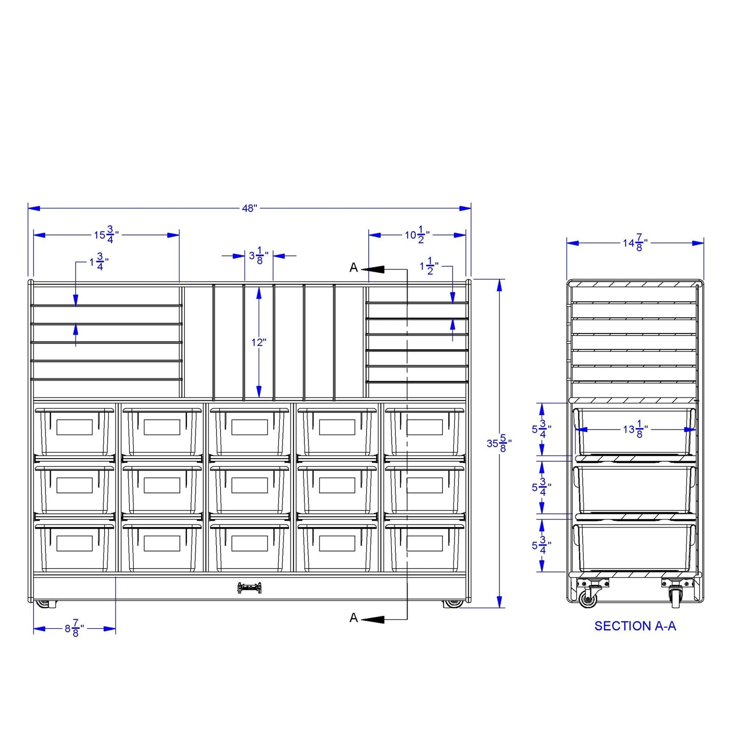 Jonti - Craft Sectional Cubbie - Tray Mobile Unit - with Colored Trays - SchoolOutlet