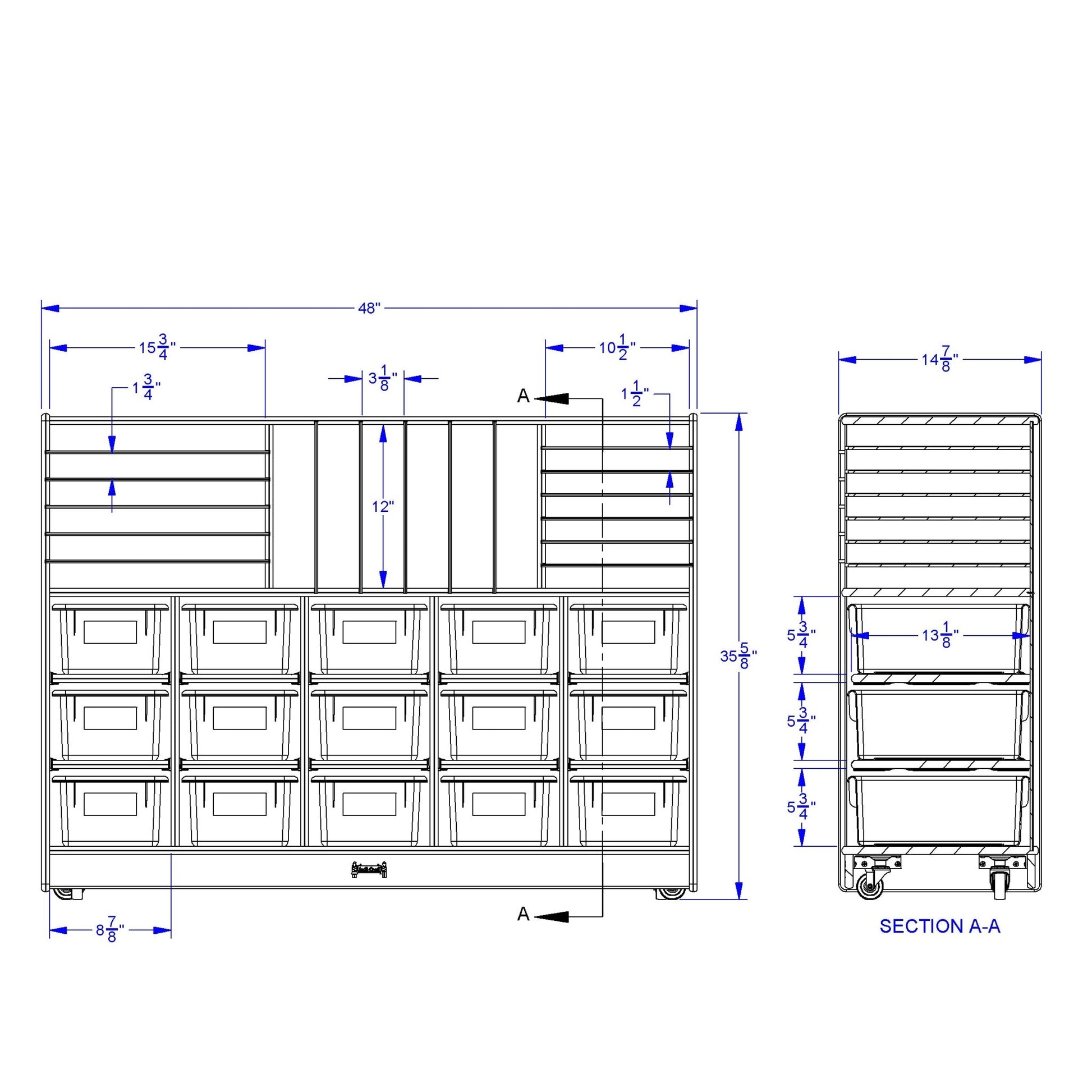 Jonti - Craft Sectional Cubbie - Tray Mobile Unit - with Colored Trays - SchoolOutlet