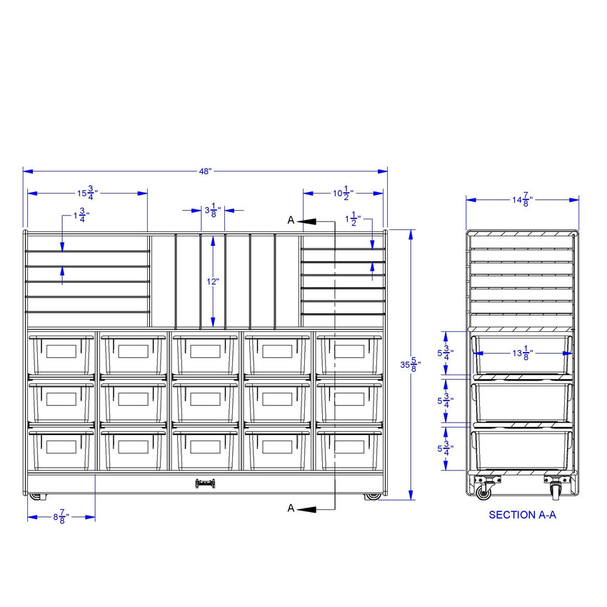 Jonti - Craft Sectional Cubbie - Tray Mobile Unit - with Colored Trays - SchoolOutlet