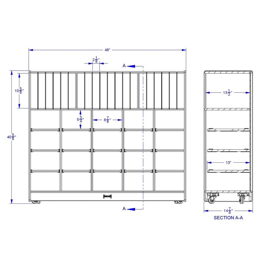 Jonti - Craft Classroom Organizer with Folder Partitions and Cubbie - tray Openings for 20 Students - without Cubbie - Trays - SchoolOutlet