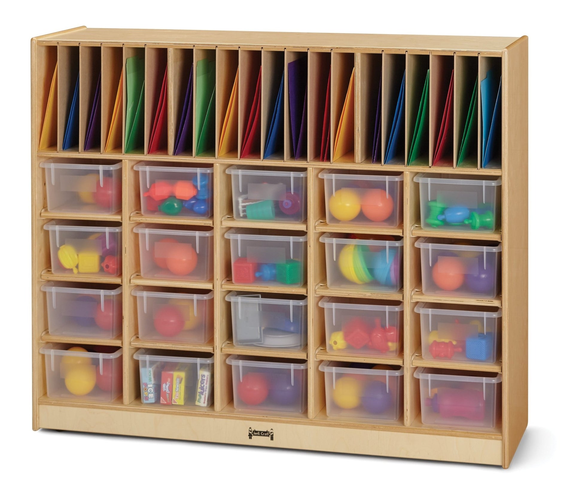 Jonti - Craft Classroom Organizer with Folder Partitions and Cubbie - tray Openings for 20 Students - with Clear Cubbie - Trays - SchoolOutlet