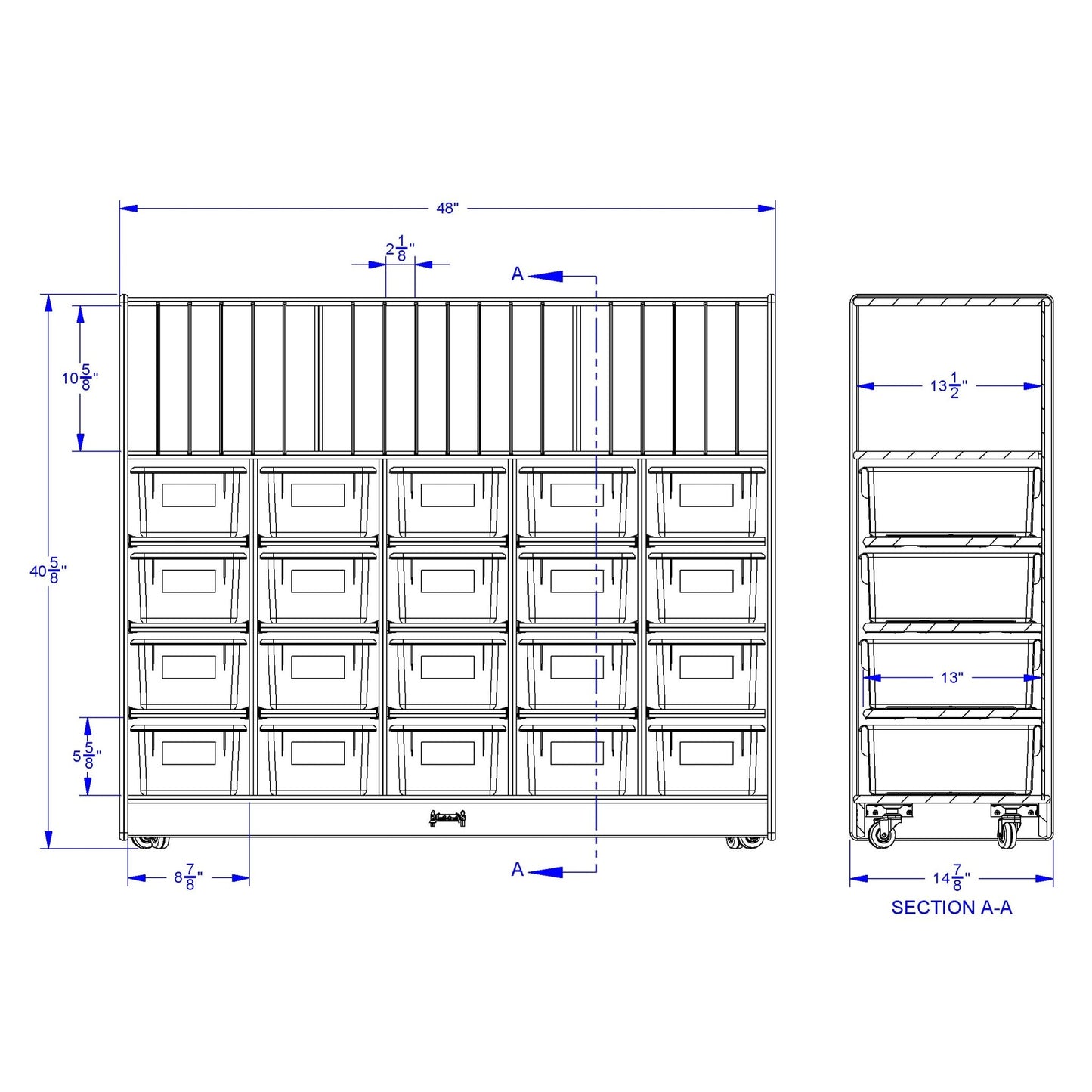 Jonti - Craft Classroom Organizer with Folder Partitions and Cubbie - tray Openings for 20 Students - with Clear Cubbie - Trays - SchoolOutlet