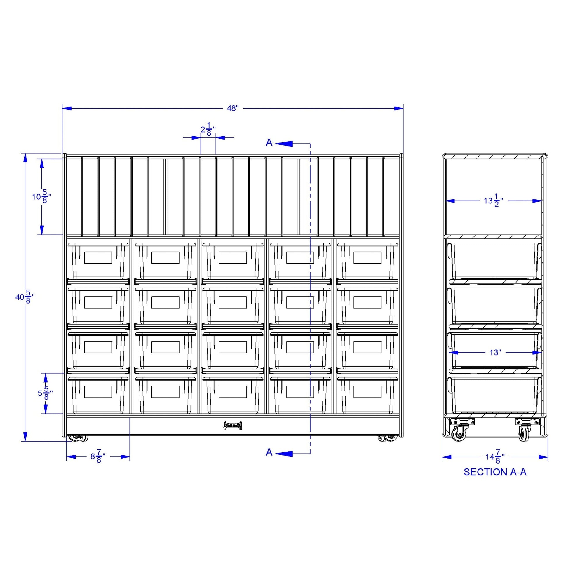 Jonti - Craft Classroom Organizer with Folder Partitions and Cubbie - tray Openings for 20 Students - with Clear Cubbie - Trays - SchoolOutlet