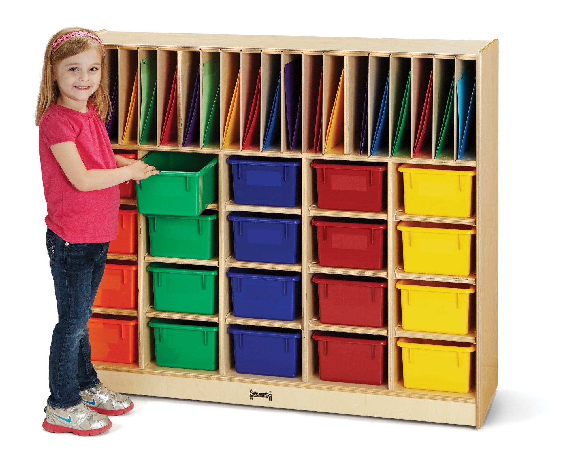 Jonti - Craft Classroom Organizer with Folder Partitions and Cubbie - tray Openings for 20 Students - with Colored Cubbie - Trays - SchoolOutlet