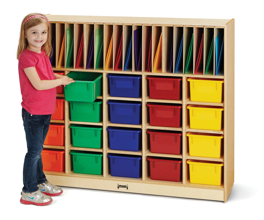 Jonti - Craft Classroom Organizer with Folder Partitions and Cubbie - tray Openings for 20 Students - with Colored Cubbie - Trays - SchoolOutlet