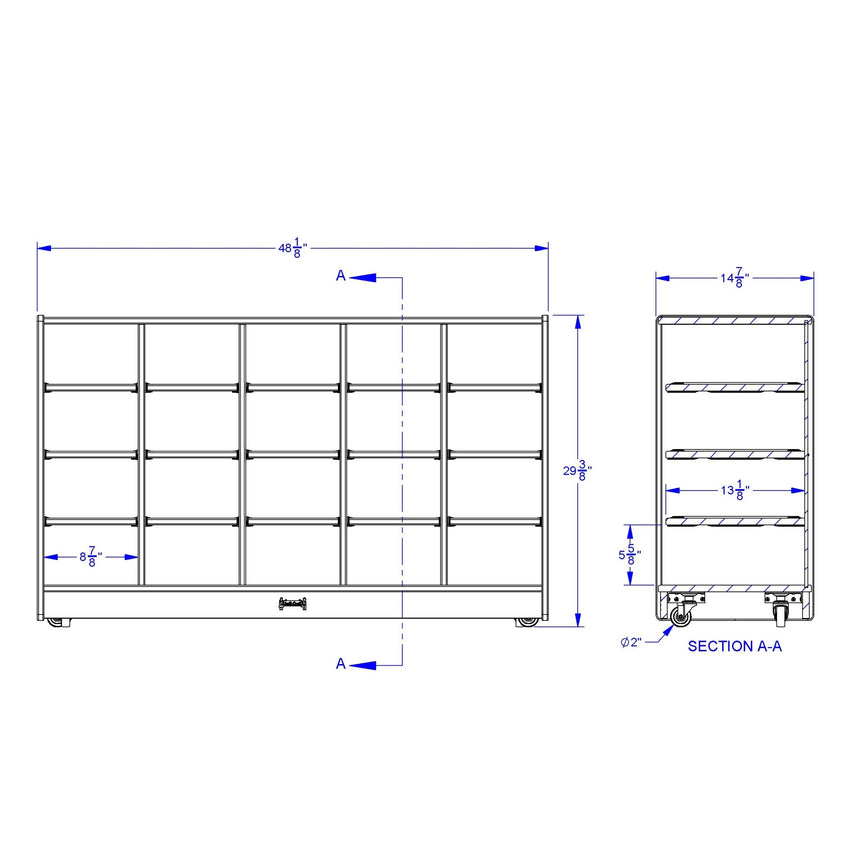Jonti - Craft 20 Cubbie - Tray Mobile Storage - without Trays - SchoolOutlet