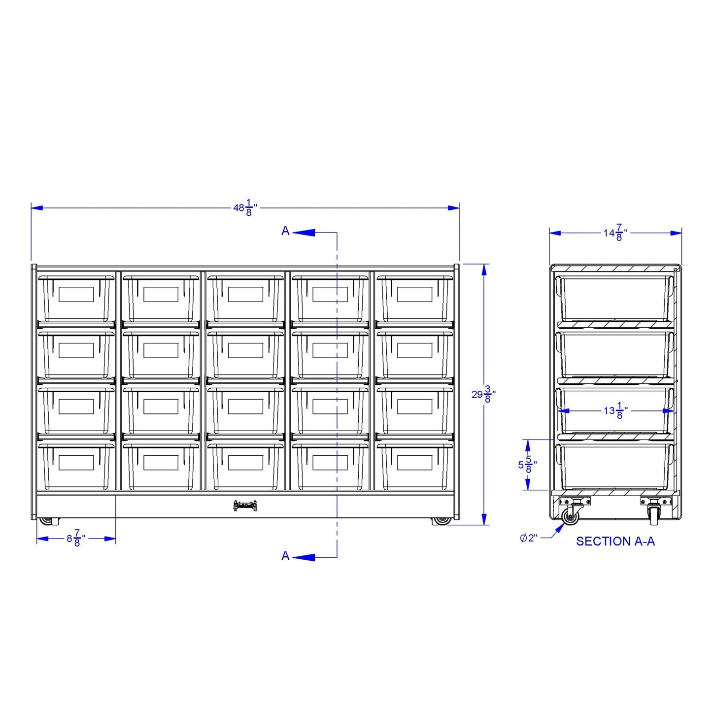 Rainbow Accents 20 Cubbie - Tray Mobile Storage - with Trays - SchoolOutlet