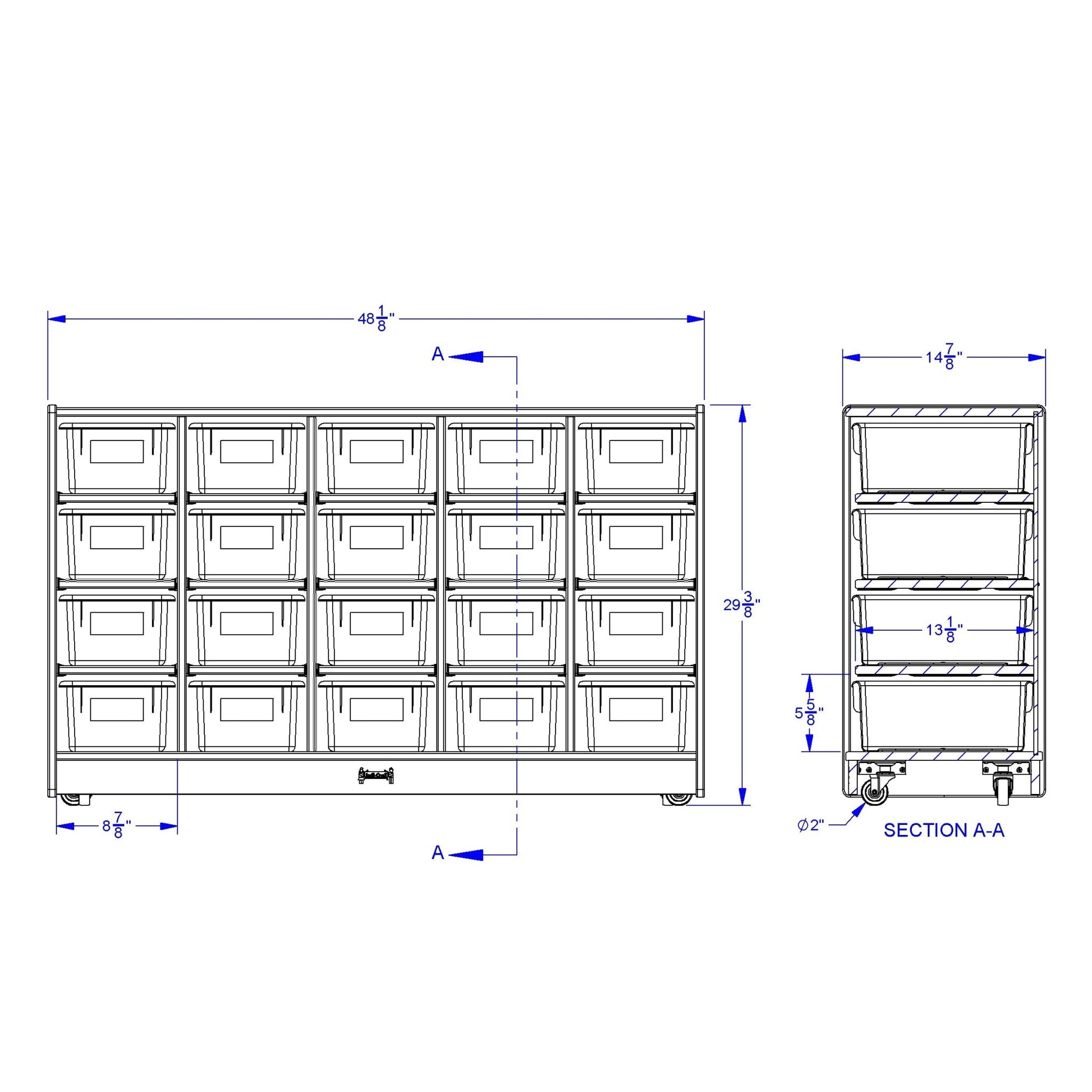 Rainbow Accents 20 Cubbie - Tray Mobile Storage - with Trays - SchoolOutlet