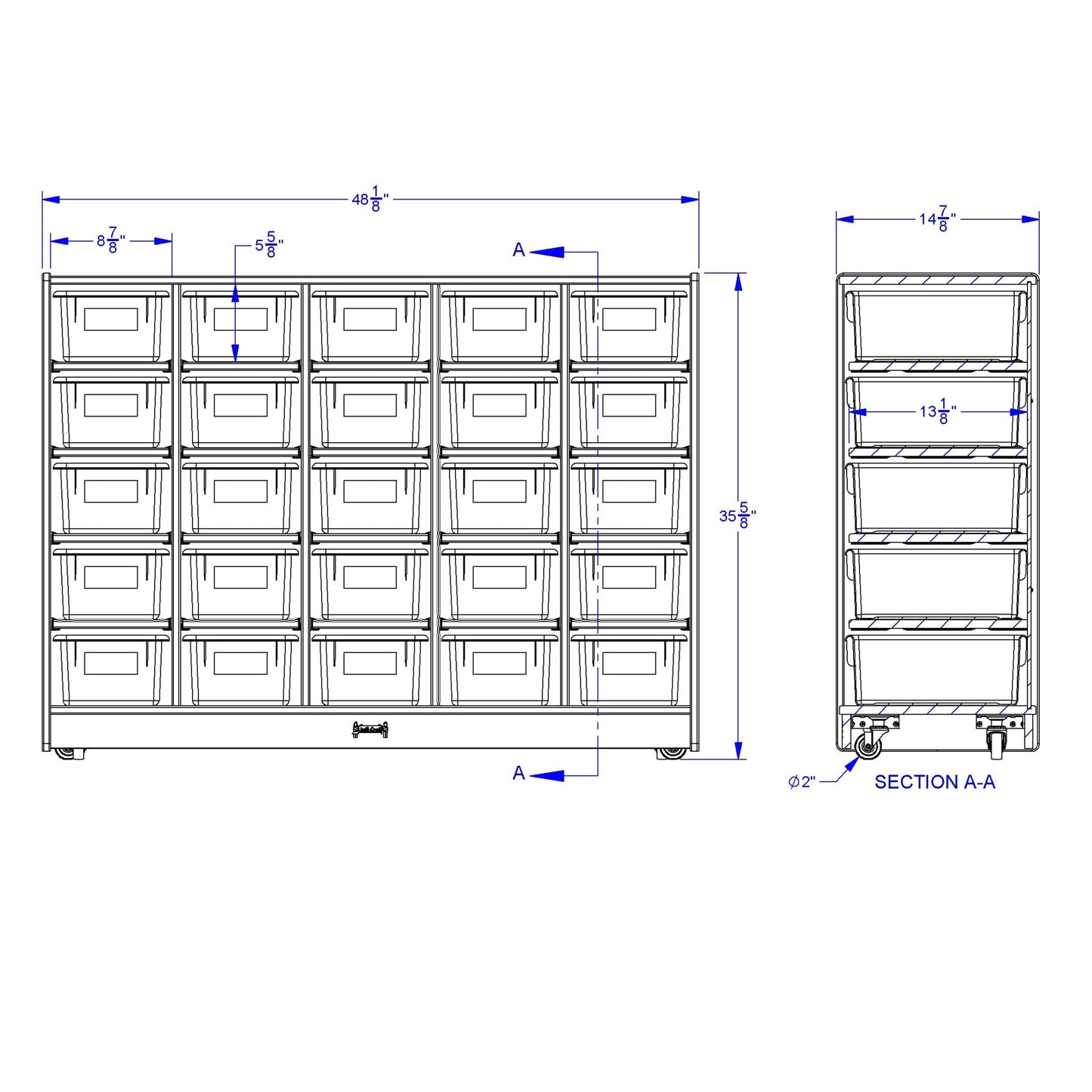 Jonti - Craft 25 Cubbie - Tray Mobile Storage - with Colored Trays - SchoolOutlet
