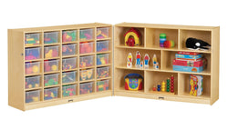 Jonti-Craft 25 Cubbie-Tray Mobile Fold-n-Lock Storage Unit - with Clear Trays