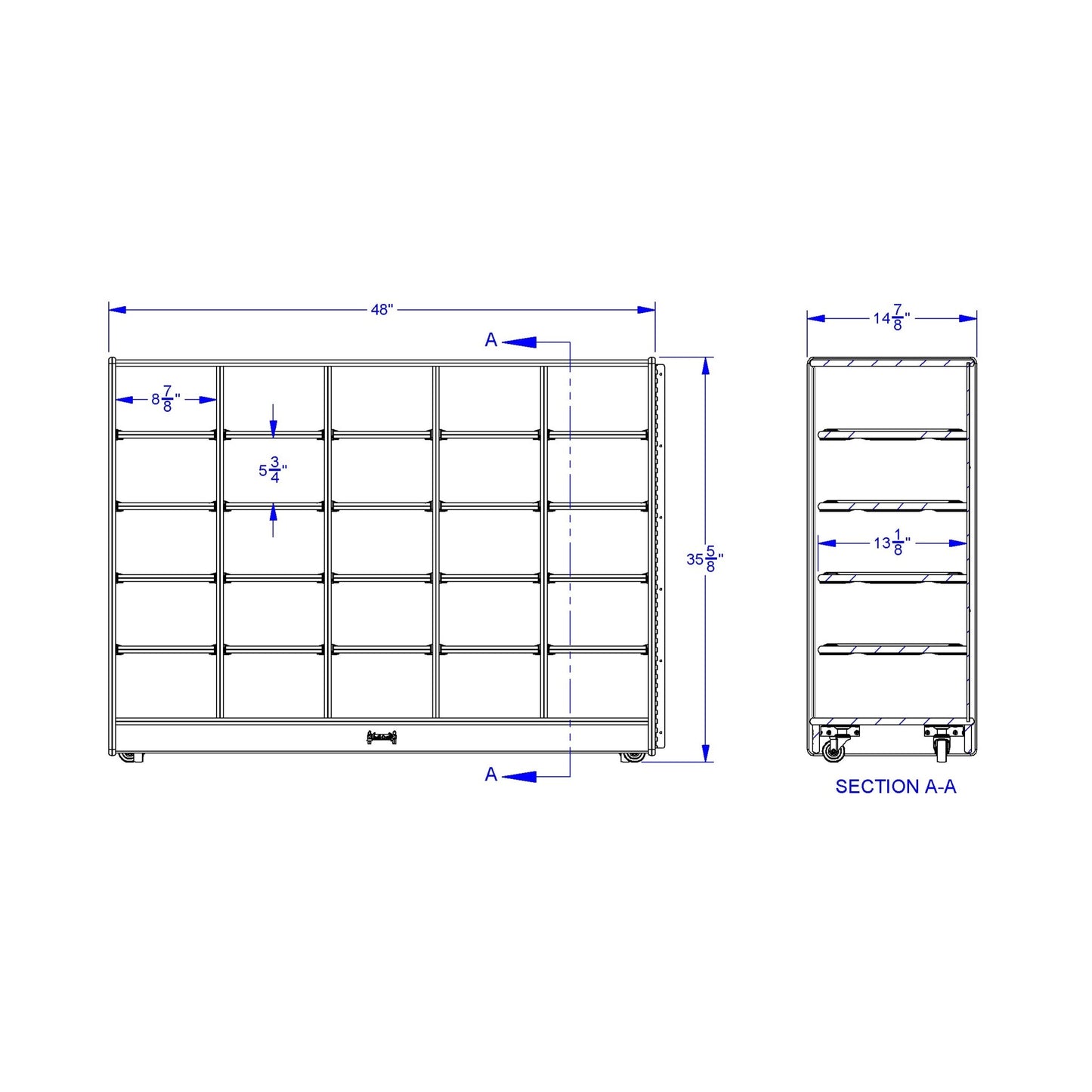 Jonti - Craft 25 Cubbie - Tray Mobile Fold - n - Lock Storage Unit - with Clear Trays - SchoolOutlet